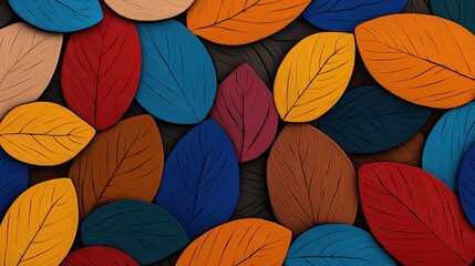 Colorful Autumn Leaves Pattern Background