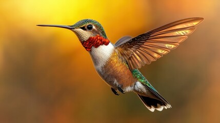 Fototapeta premium Hummingbird in Flight with Blurred Background