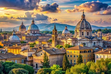 Fototapeta premium Breathtaking Panoramic View of the Historic Landscape of Rome with Ancient Architecture and Scenery