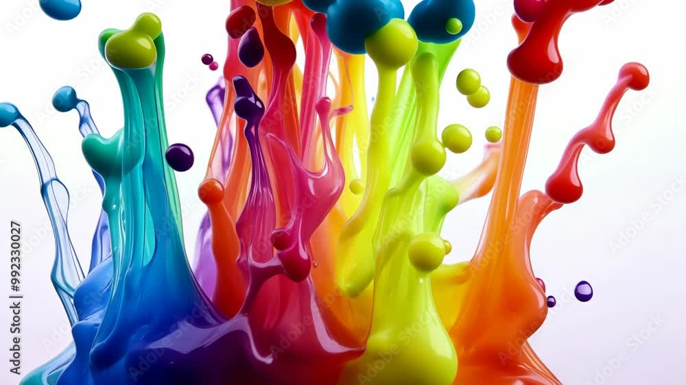 Aufkleber colorful paint splashes against a white background, creating abstract shapes and patterns