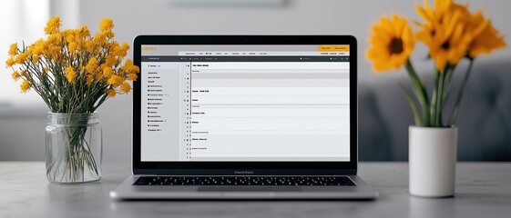 Laptop displaying a content management system CMS interface, website backend design, seamless content creation