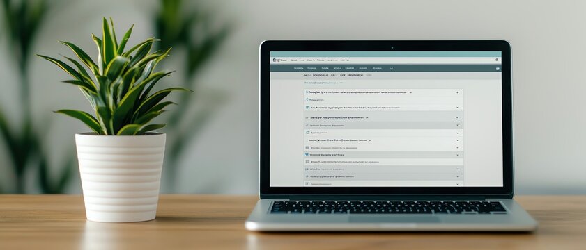 Laptop displaying a content management system CMS interface, website backend design, seamless content creation