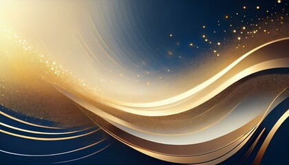 Elegant abstract design with sweeping curves of blue and gold. Ideal for corporate branding, digital backgrounds, or sophisticated visual presentations.