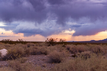 stormy sunset in the mountains