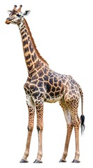 Obraz premium A Giraffe (portrait, standing), animal bundle isolated on a white background 