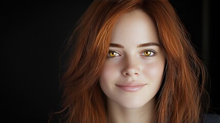 Fototapeta premium Close up Portrait of Woman with Red Hair and Golden Eyes