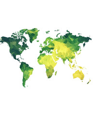 Abstract world map design with green and yellow tones.