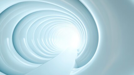 Obraz premium A long, white tunnel with a light shining through it