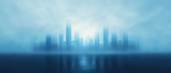 Fototapeta premium A city skyline is reflected in the water