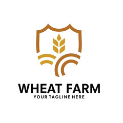 wheat farm logo design template vector illustration