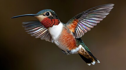 Fototapeta premium Hummingbird in Flight with Blurred Background