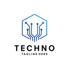 tech connect logo design template vector illustration