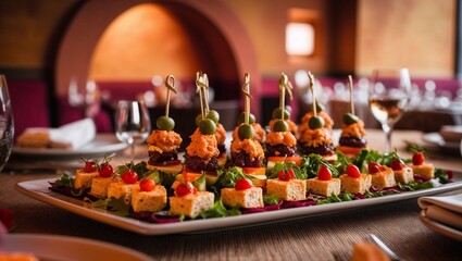appetizer platter on plate in restaurant