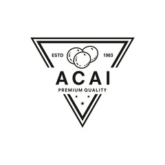Acai palm fruit flat vector illustration. Cartoon slices of fresh tropical fruit. Isolated icon with shadow. Clipart with typography for healthy cooking menu, logo, design element