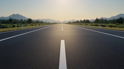 Scenic Highway Stretching into the Distant Mountains