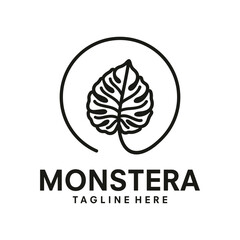 monstera delicious love hipster vintage vector icon illustration