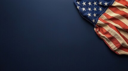 Obraz premium American Flag Corner on Blue Background Patriotic Design