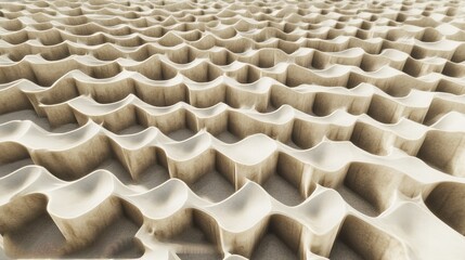 Fototapeta premium Abstract wavy pattern in beige and white shades.