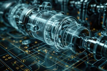 3D laser wireframe vector art of a high-tech generative AI system