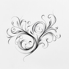 Elegant Swirling Floral Design:  A graceful, hand-drawn floral motif in black ink, featuring delicate swirls and intricate details, evokes a sense of elegance and sophistication.  
