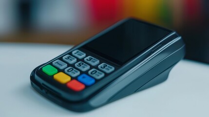 Obraz premium Modern Electronic Payment Terminal for Secure Transactions in Retail and Business Environments