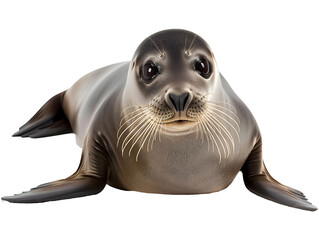 harbor seal laying on side isolated on transparent background