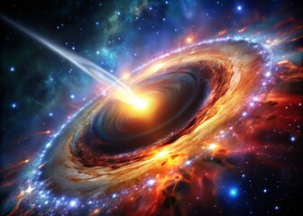Fototapeta premium High-contrast image of a quasar, accentuating its razor-sharp edges and the vastness of surrounding space