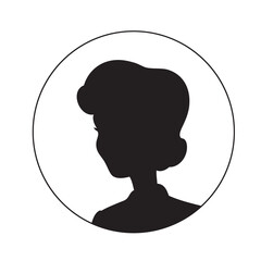 Silhouette of woman round frame
