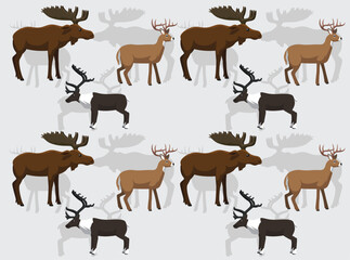 Deer Moose Reindeer Cartoon Cute Seamless Wallpaper Background