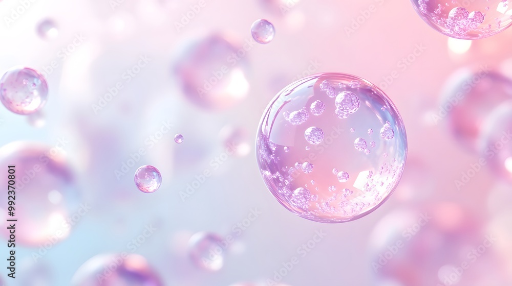 Poster large transparent sphere with smaller bubbles inside