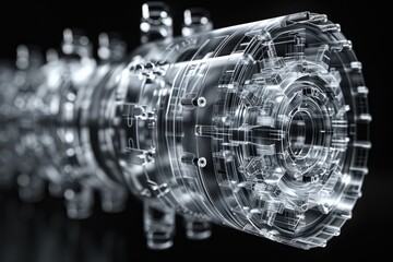 3D laser wireframe vector art of a high-tech generative AI system