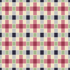 Japanese Pastel Cross Shape Checkered Vector Seamless Pattern