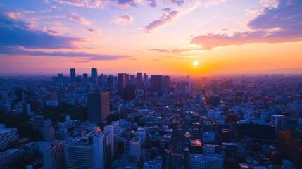 Sunset Over a Cityscape