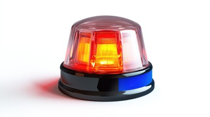 A flashing emergency siren light with a clear dome, isolated on white