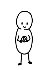コインを持っている人のゆるいイラスト