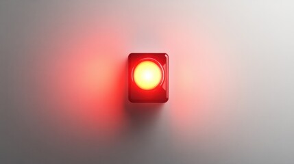 A glowing red emergency siren light, centered on a crisp white backdrop