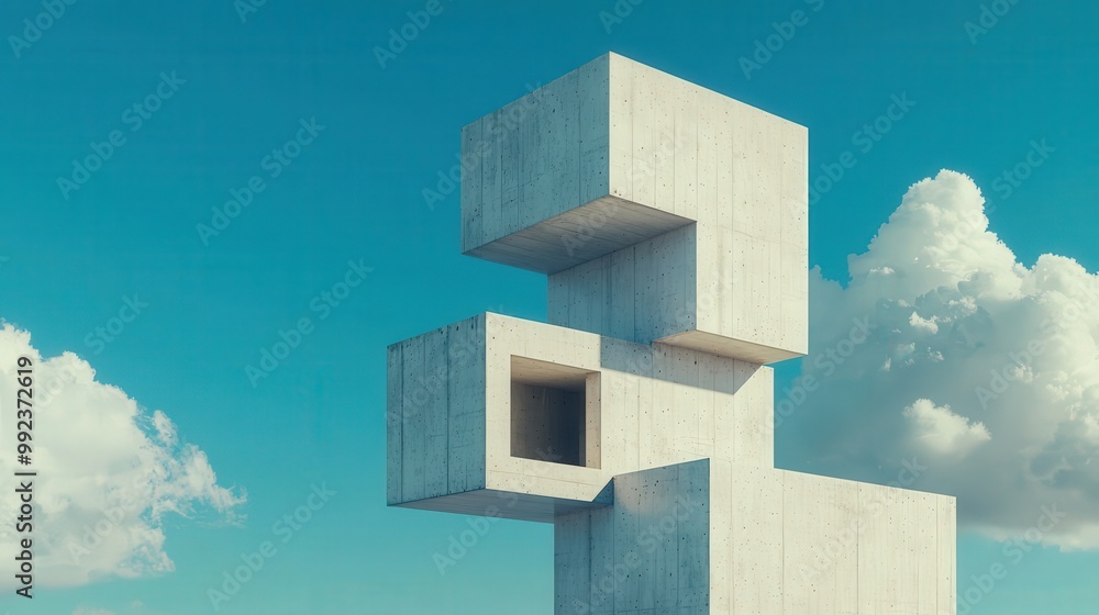 Poster low-angle shot of a minimalist concrete building with sharp lines