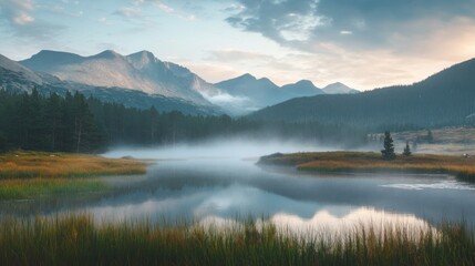 Fototapeta premium Misty Mountain Lake