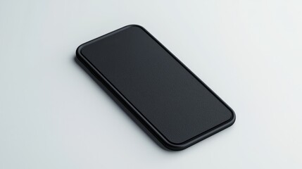 Naklejka premium Sleek Modern Smartphone with Black Leather Case on Minimalist White Background