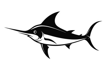 
Marlin sea fish silhouette, marlin fish in different poses, sword fish, vector illustration.