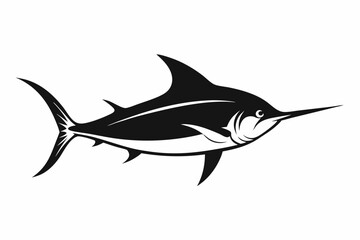 
Marlin sea fish silhouette, marlin fish in different poses, sword fish, vector illustration.