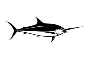 
Marlin sea fish silhouette, marlin fish in different poses, sword fish, vector illustration.