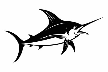 
Marlin sea fish silhouette, marlin fish in different poses, sword fish, vector illustration.