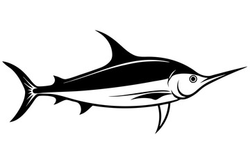 
Marlin sea fish silhouette, marlin fish in different poses, sword fish, vector illustration.
