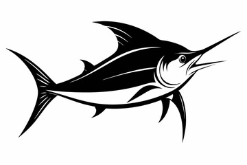 
Marlin sea fish silhouette, marlin fish in different poses, sword fish, vector illustration.