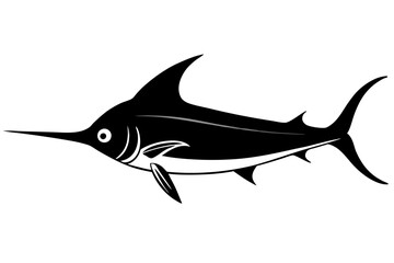 
Marlin sea fish silhouette, marlin fish in different poses, sword fish, vector illustration.