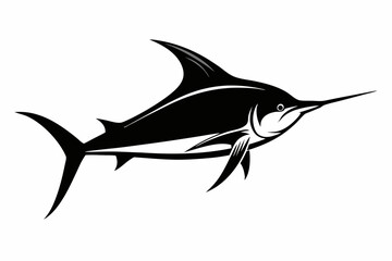
Marlin sea fish silhouette, marlin fish in different poses, sword fish, vector illustration.