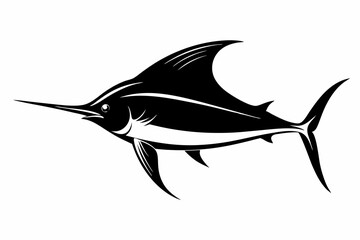 
Marlin sea fish silhouette, marlin fish in different poses, sword fish, vector illustration.