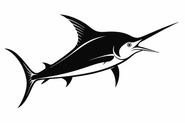 
Marlin sea fish silhouette, marlin fish in different poses, sword fish, vector illustration.