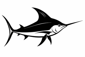 
Marlin sea fish silhouette, marlin fish in different poses, sword fish, vector illustration.
